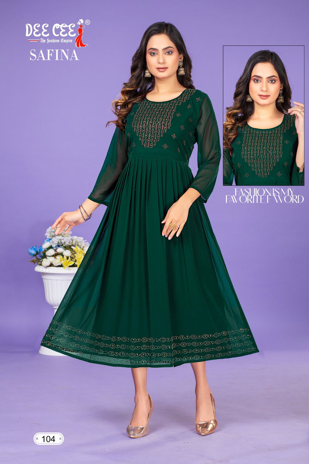Safina By Dee Cee Flared Plain Georgette Kurtis Wholesale Clothing Distributors In India
